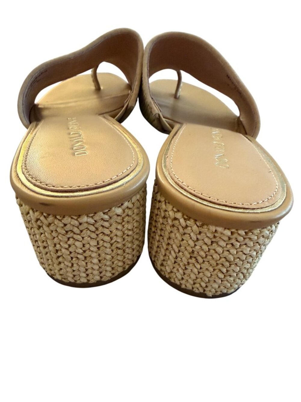 Donald J. Pliner Womens Naia Sandals Size 9.5 Tan Raffia Saddle Slip On Casual - Picture 4 of 11